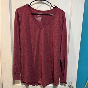 Torrid Red Long Sleeve V-Neck Top classic fit size 2